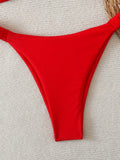 Strappy Bandeau Thong Bikinis 2026 Women Sexy Swimsuit Solid Brazilian Swimwear Female Bathers Bathing Swimming Swim Suit