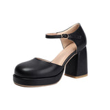 NASBAVI Platform Pumps Chunky Heel Ankle Strap Shoes 2025 Spring Summer Wedding Shoes Fashion Sexy Mary Janes Pumps Big Size 48