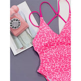 S - XL Sexy Leopard Printed V Neck Women Swimwear One Piece Swimsuit Female Backless High Leg Cut Bather Bathing Suit Swim V4808
