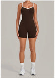 Women's Seamless Yoga Jumpsuits Fitness Sports Gym Hip-lifting Sleeveless One-piece Backless Workout Training Shorts Jumpsuit