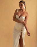 Sexy Shell Bikini Set With Skirt Women Two-Pieces Swimsuit 2024 New High Fork Skirt Set Biquini Swimwear For Girl Clothing