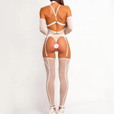 Toucheart Erotic Lingerie Fashionable and Comfortable Mesh See-through Bodyshaping Adjustable Sexy Underwear Split Five-pieceset