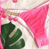 Women's Bikini Sexy Strap Gradient Print Luxury Crystal Diamond Bikini Shell Swimsuit