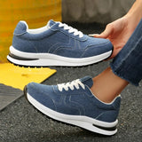 Comfortable Platform Denim Sneakers for Women Plus Size 43 Lace-Up Women's Sports Shoes Lightweight Non Slip Walking Shoes Woman