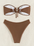 Glitter Sequins Fishnet Rings Bandeau Bikini Female Swimsuit Women Swimwear Two-pieces Bikini Set Brazilian Bathing Suit Swim