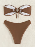 Shiny Sequins Fishnet Bandeau Bikini Female Swimsuit Women Swimwear Two-pieces Bikini Set Brazilian Bathing Suit Swim Beachwear