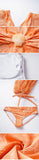 2025 New High Quality Elegant One Piece Swimsuit And Skirt Print Deep-V Lace-up Women Bikini Set Swimwear Party Bathing Suit