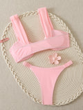 Strappy Bandeau Thong Bikinis 2026 Women Sexy Swimsuit Solid Brazilian Swimwear Female Bathers Bathing Swimming Swim Suit