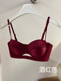 TikTok Viral MOYISU Summer Satin Bralette Strapless Push Up Bra&Set French Retro Anti Sag Lingerie Set Small Breast Support Gift