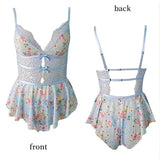 Sexy Crotchless Lingerie Women Lace Hollow Bodysuit Exotic Pajamas Teddy Babydoll Dress Deep V Open Bra Porno Underwear Set
