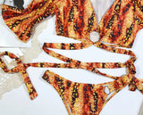 Sexy Two Piece Swimsuit Swimwear Women Short Sleeve Leopard Print Bikinis Set Bathing Suit Beachwear 2026 Maillot De Bain Femme
