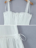 Summer Womens White Dresses Spaghetti Strap New in Long Dress 2025 Beach Casual Midi Party Vestidos Single Breasted Lace Dress