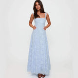 French Style Square-neck Strapless Long Dress With A Large Hem Designed With Cut-out Details Slim Fit Waist-cinching Casual 515K