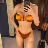 13 Color 2026 New Sexy Bandeau Bikini Women Swimwear Female Swimsuit Two-Pieces Bikini Set Padded Bather Bathing Suit Swim V4647