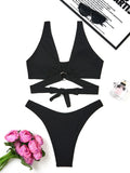 2026 Ring Linked Bikini Solid Bandage Swimwear Female Sexy Swimsuit Women Bathers Bathing Swimming Swim Suit Beachwear