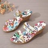Ladies Summer Fashion Open Toe Narrow Strap Designer Womens Shoes Casual Leather Thick Sole Wedge Women's Sandals Large Size