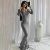 2024 Summer Dresses For Women Sexy Spaghetti Strap Black Long Dress Y2k Sleeveless Solid Skinny Bodycon Trumpet Maxi Vestidos