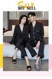 Spring and summer ice silk pajamas sexy lace long-sleeved cardigan home wear set