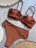 Bandeau Bikini Push Up Women Swimsuits 2026 Sexy Female Swimwear Brazilian Bikini Set Thong Biquini Swim Suits Solid Beachwear