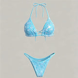 S - XL Three-pieces Bikini set With Skirt Flowers Sequins Bikini Female Swimsuit Women Swimwear Bather Bathing Suit Swim V7864