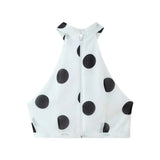 White Polka Dot Two Piece Set For Women Halter Crop Top And Tiered Maxi Skirt Elegant Summer Party Outfit Pure Desire Charm FSW7