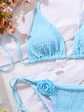 DEKA Women Sexy Thong 3D Flowers Bikini Set Halter Strappy Bikini Thong Swimwear Female Swimsuit Two-pieces Bather Bathing Suit