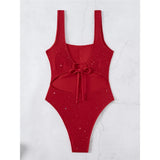 Glitter Sparkling Cut Out Backless One Piece Swimsuit Women Swimwear Female High Cut Leg Padded Bather Bathing Suit Swim V6493