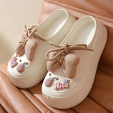 Women Fashion Clogs DIY Cute Bowknot Summer Platform Shoes Female Home Street Slippers Soft EVA Close Toe Girls Beach Sandals