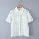 Foridol Summer Casual White Lace Dress Set for Women Hollow Out Embroidery Skirt Outfits 2 Pcs Loose Beach New Suit Skirt Set