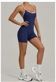 Spring/summer Women's Contrasting Yoga Jumpsuit Hollow Out Cross Back Camisole One Piece Sports Suit Hip Lifting Fitness Romper