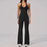V-neck Yoga Sets Women Seamless Slimming Sports Tank Top High Waist Wide Leg Pants Fitness Suit Outwear Gym Running Tracksuit