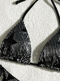 Sparkling Star Sequins Halter Bikini Women Swimsuit Female Swimwear Two Pieces Bikini Set Brazilian Bathing Suit Swim Beachwear