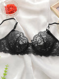 Women's Embroidered Breathable Lace Sexy Bra with Steel Hoop Collar Push Up Shoulder Straps Adjustable for Daily Comfort A3166