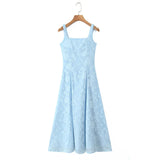 French Style Square-neck Strapless Long Dress With A Large Hem Designed With Cut-out Details Slim Fit Waist-cinching Casual 515K
