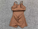 Yoga Jumpsuit Seamless Sports Jumpsuit Set Woman Gym Short Sets Backless Fitness Suit Elastic Workout Clothes for Women Bodysuit