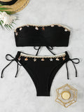 Contrast Binding Bandeau Bikinis 2026 Women Sexy Swimsuit Solid Padded Swimwear Female Bathing Suit Swimming Summer Beachwear