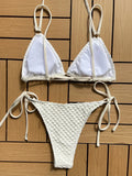 Sexy Wrinkled Strappy Halter Bikini Female Swimsuit Women Swimwear Two-pieces Bikini set Tie Side Bather Bathing Suit Swim Lady