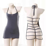 Erotic Women's Sling Dress Underwear Exotic Sexy Lingerie Pajamas Open Back Hollow Out Perspective Sexi Women's Sleepwear Dress