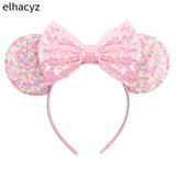 2025 Chic Disney Embroidery Sequin Minnie Ears Headband DOT Bow Hairband Girls Women Party Head Wear Kids DIY Hair Accessories