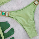 Halter Scrunch Butt Rhintstone Diamond Bikini Women Swimsuit Female Swimwear Two Pieces Bikini Set Brazilian Bathing Suit Swim