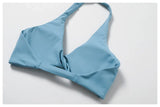 Women's Nylon Sports Bra Halter Sports Underwear Front Twist Naked Feel Sexy Yoga Gym Push Up Workout Padded Bralette Bathsuit
