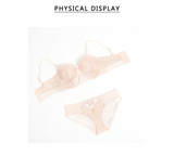 Hot Sale Pink Floral Lace Bra Set for Women Push Up Wirefree Silky Mesh Chiffon Adjustable Straps Back Closure Daily Lingerie