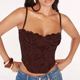 Lace Fishbone Crop Top Hot Girl Slim Fit Tank Top Sexy Body Shaping Backless Backless Deep V Suspenders Sleeveless Top 2RZV