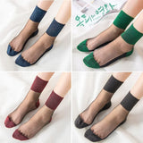 Summer Mesh Hosiery Sock Fashion Lace Short Socks Japanese Style Crystal Glass Socks for Women Sexy Middle Tube Socks