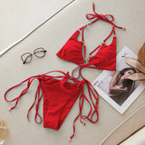 2026 Two Pieces Bathing Suit Halter Brazilian Thong Biquini Women Sexy Swimsuit Lace-Up Beachwear Female Summer Bikini Sets