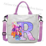 KPop Demon Hunters Canvas Shoulder Bag for Boys Girls Cartoon Letter Printed Crossbody Pouch Students Portable Fashion Handbag