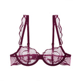 Sexy French Minimizer Bra Ultra Thin Embroidery Lace Large Bust Full Coverage Wireless Lingerie Set CA Delivery MOYISU 32-38-ABC