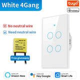 TNCE Tuya US Switch wifi zigbee, 1/2/3/4 gang, No-Neutral/Wire LED light control Wall Button, smart voice with Alexa Google Home
