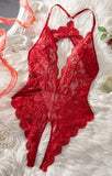 Women Sexy Lace Teddy Lingerie Deep V Mesh Sheer Bodysuit Backless Crotchless One Piece Babydoll Nightwear