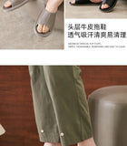 Big Size EU48 Indoor Slippers For Women Men Spring Summer House Shoes Soft Leather Anti-slip Open Toe Couples Home Floor Slides